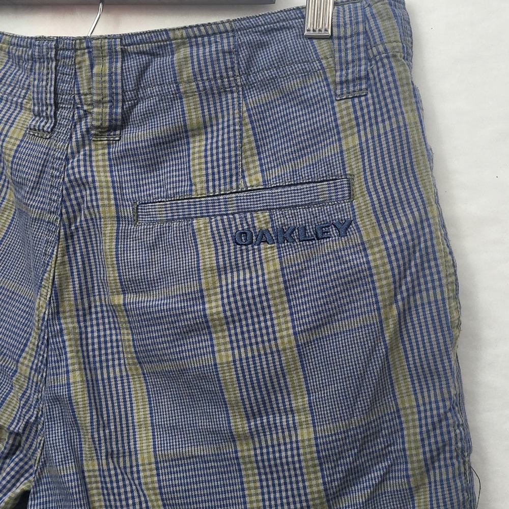 Oakley Mens Plaid Flat Front Shorts Blue Green Checkered Size 31 Casual Outdoor* - Picture 6 of 10